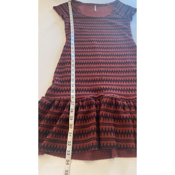 Free People Bodycon Sweater Mini Dress Peplum Ruffled Raw Hem Sz SP - Picture 8 of 9